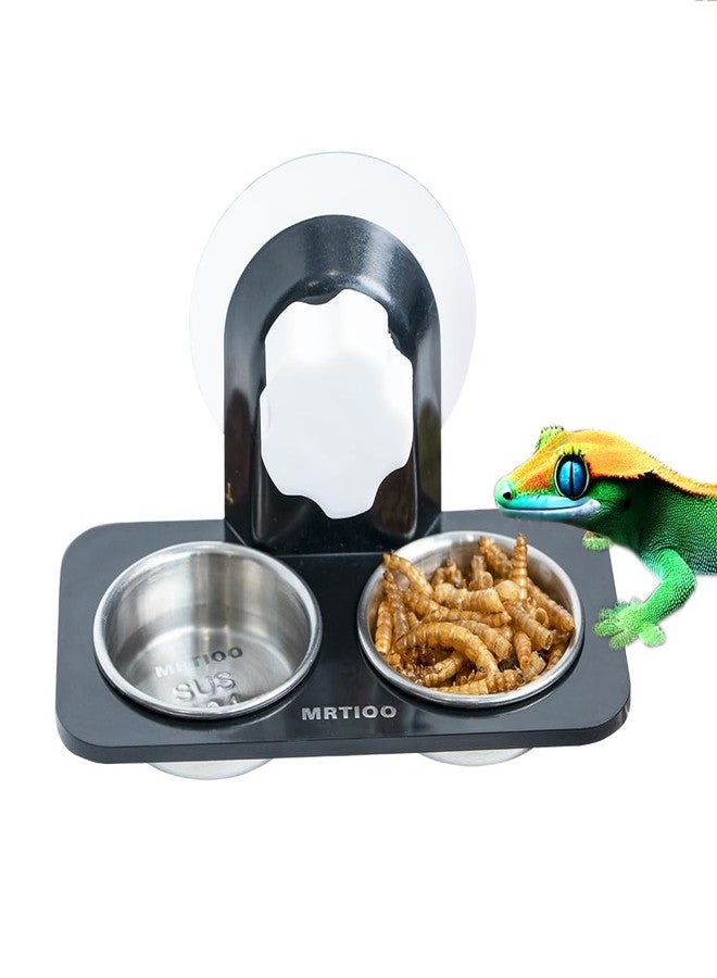 MRTIOO Crested Gecko Feeding Ledge [Non-Suction Cup], with 10 Pcs Stainless Steel Food Cups 0.5 oz, Reptile Food Bowls and Water Dish, for Lizard Or Other Small Pet Feeder Accessories Supplies - Image 3